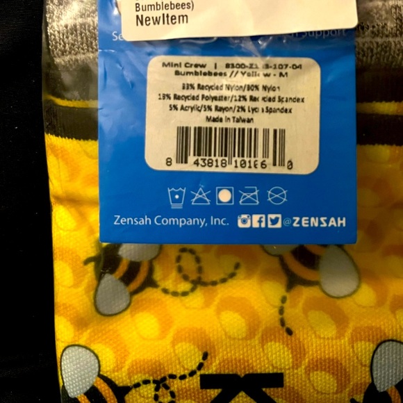 ZENSAH Limited Edition Mini Crew Bumblebees Running Socks - Picture 5 of 5